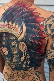 Warna punggung Indian bull dan pola tato bunga