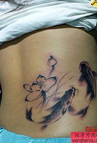djevojke struk tinta stil lignje tetovaža lotos uzorak