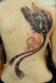 Mädchen zurück Phoenix und Rebe Tattoo-Muster