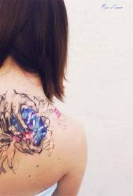 Diamanti colorati stile schizzo posteriore e modello tatuaggio mano umana