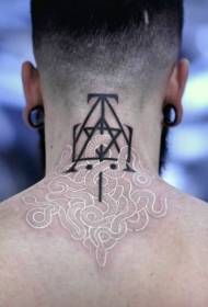 back magical white snake with black symbol tattoo pattern