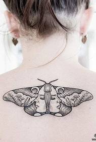 stražnji moljac portret ubodna linija osobnost tetovaža uzorak