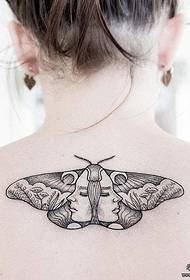 dorso tineo portreto linio personeco tatuaje ŝablono