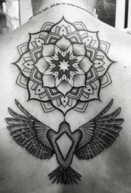 mtindo wa nyuma wa retro nyeusi na nyeupe uhakika wa ndege na muundo wa tattoo ya vanilla