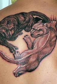 modèle de tatouage loup retour dansant