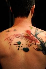 powrót Azjatycki tradycyjny kolorowy wzór kałamarnicy pływanie tatuaż