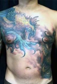 disegno del tatuaggio petto petto multicolore