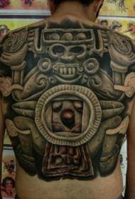 modello tatuaggio nero grigio schiena piena antica statua