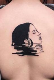 kembali hitam minimalis pola tato wanita berenang
