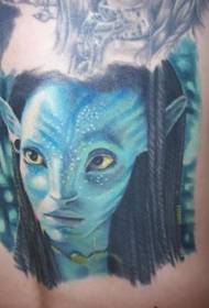 zurück gemaltes realistisches Avatar-Porträt-Tätowierungsmuster