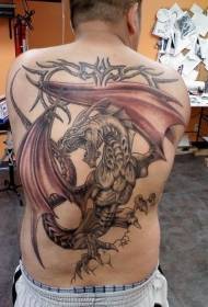 Atgal fantastiškas fantastinis drakono tatuiruotės modelis