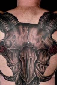 reen grandega demona kapra kranio pentrita tatuaje ŝablono