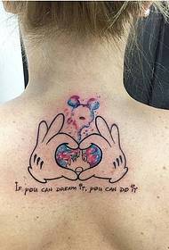rug tekenprent hand rys muis spat ink tatoeëermerkpatroon
