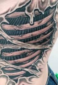 Side ribbeina fantastisk svart og hvitt ben tatoveringsmønster