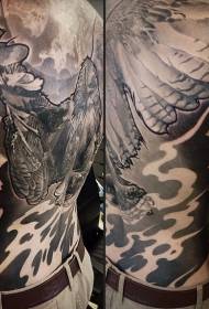 nuevo precioso tatuaje de águila gris negro