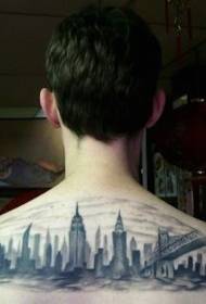mbrapa e zezë Afër modelit të tatuazheve të peizazhit të qytetit