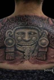 patrón de tatuaje de piedra antigua clásica de color de espalda