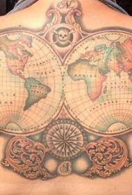 indietro tema nautico colorato modello del tatuaggio del globo