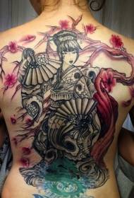 hoki Haini tae tauira geisha cherry tattoo tauira