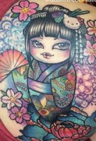 Tattoo Japanesch Geisha Biller Meedercher zréck gemoolt Tattoo Japan Geisha Biller