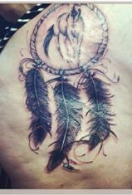 Figura del tatuaggio di Dreamcatcher ragazzi indietro immagine del tatuaggio netto sogno