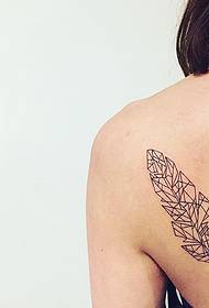 iphethini yejubane le-back geometry line feather tattoo