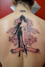 costas flores de estilo surrealista e deseños de tatuaxes de muller