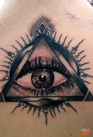 hátulról lenyűgöző titokzatos szem és háromszög tetoválás minta