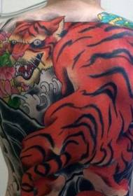 Vissza az új japán stílusú színes tigris és virág tetoválás mintához