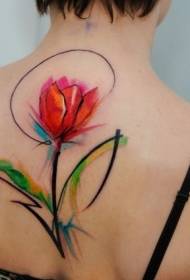 назад вражаючий барвистий малюнок татуювання квітка тюльпана