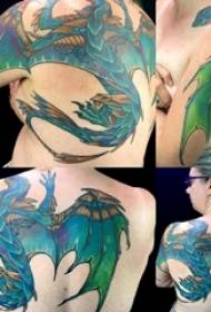z powrotem latające smok tatuaż dziewczyny z powrotem zdjęcia smoka tatuaż