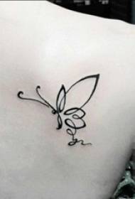 nenes esquena línies negres creatives abstractes belles imatges de tatuatges de papallones