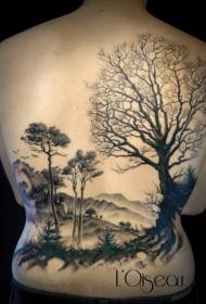 rug swart groot woud realistiese tattoo patroon