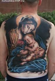 Назад колір релігійного стилю гарний портрет татуювання візерунок