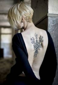 nugaros juodų gėlių asmenybės tatuiruotės modelis