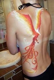 los niños pintaron de nuevo imágenes de tatuajes de fénix con alas de alas rojas y blancas