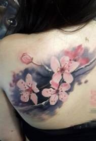 meisies terug geverf akwarel kreatiewe pragtige blomme literêre tatoeëermerke