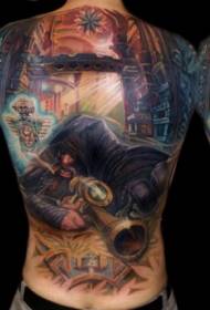 tukang sniper fantasi warna anu ageung dina pola tattoo kota