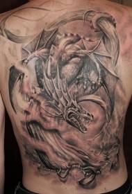 retour modèle de tatouage dragon magique style gris noir