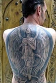 tatuagem clássica de anjo da guarda de volta