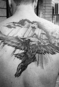 Zadné sivé lietajúce tetovanie Icarus