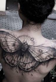 Modello magico tatuaggio farfalla nera grande posteriore
