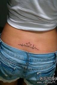 girls waist popular beautiful ECG pentagram tattoo pattern
