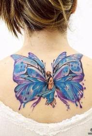 hrbtna barva brizga črni metulj in vzorec portretne tetovaže
