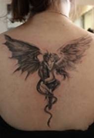 cool na black angel back tattoo