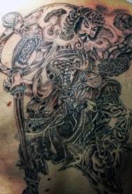 Назад интересна азиски стил Самурај шема на тетоважи за борба