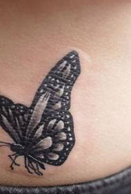 татуировка талии: талия черная серая бабочка тату
