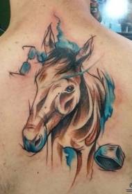 nugaros purslų spalvos arklio Europos ir Amerikos tatuiruotės modelis