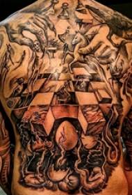 Maschera nera nera del tatuaggio del tatuaggio del ragazzo indietro