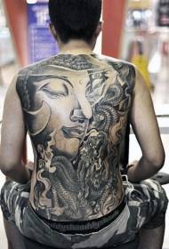 likod itim tulad ng Buddha rebulto at pattern ng tattoo ng ahas